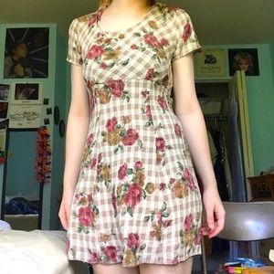 cute vintage 90s floral plaid dress